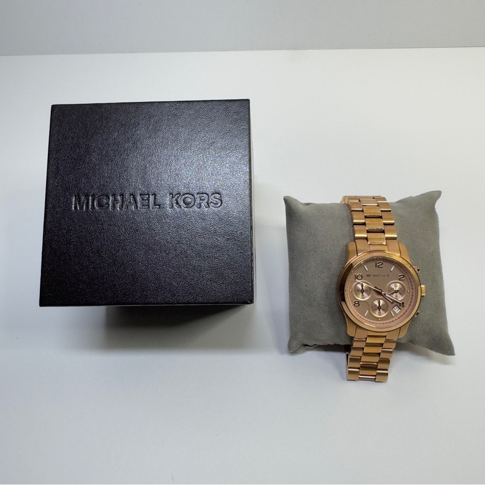 MICHAEL KORS CHRONOGRAPH MK5128 ROSE GOLD-TONE WATCH 37.2mm 20mm LUG RUNS